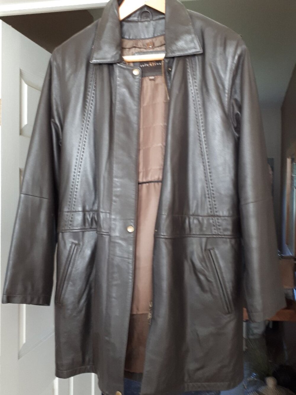 Genuine Leather Coat - Sz. XS (See measurements) - Brown